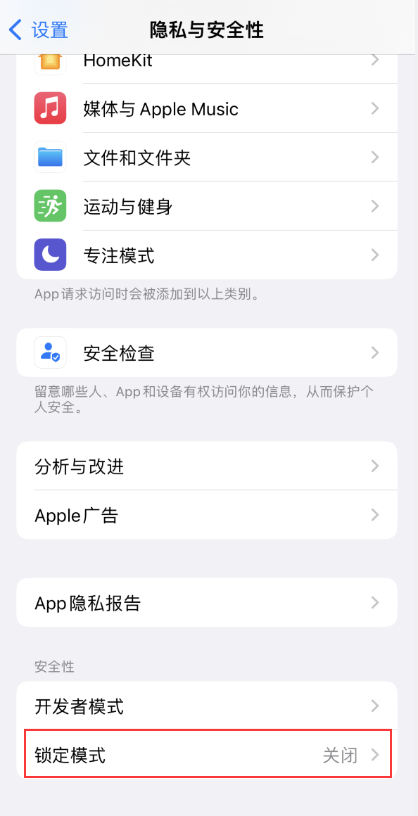 廊坊苹果手机维修分享iOS 16 “锁定模式”是什么 