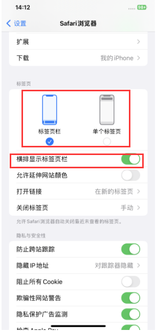 廊坊苹果手机维修分享Safari浏览器如何切换标签栏位置 